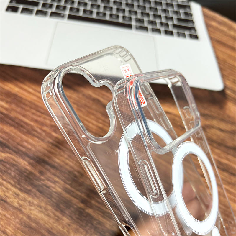 For iPhone 17 Air Case Transparent TPU PC Shockproof Magnetic Clear Mobile Phone Cover for iPhone 17 16 15 14 13 12 11 Pro Max