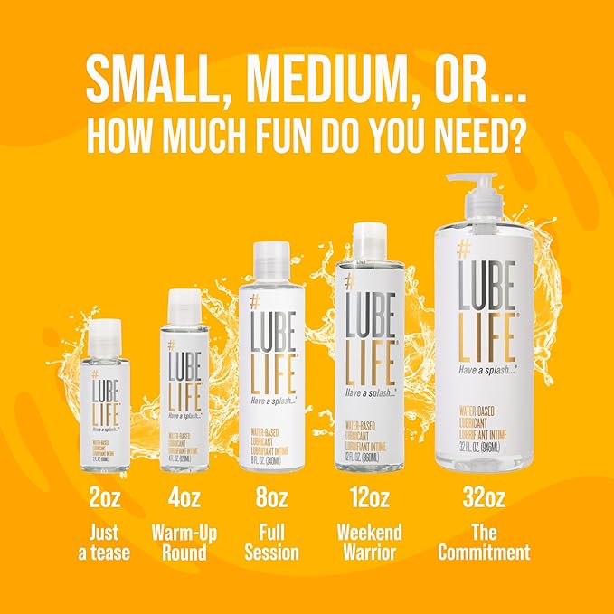 LubeLife Water-Based Lube – Personal Lubricant for Men, Women & Couples, Travel Size, Non-Staining, Easy Clean-Up, Toy-Safe, 8 Fl Oz