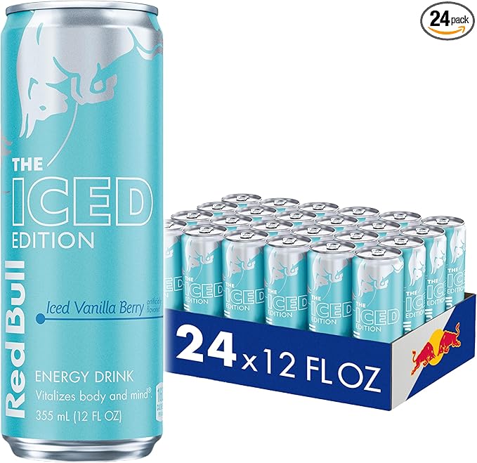 Red Bull Iced Vanilla Berry Energy Drink, with 114mg Caffeine plus Taurine & B Vitamins, 12 Fl Oz, Pack of 24 Cans