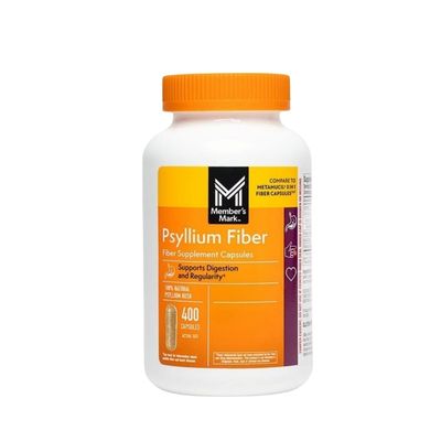 Member’s Mark 100% Natural Psyllium Husk Fiber Capsules, Digestive Health, 400 Count (Pack of 1)