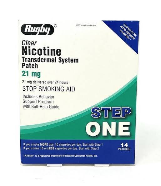 Rugby Clear Nicotine Patches – Transdermal System Patch – Smoking or Vaping Quitting Aid – Step 3-7mg – 14 Count